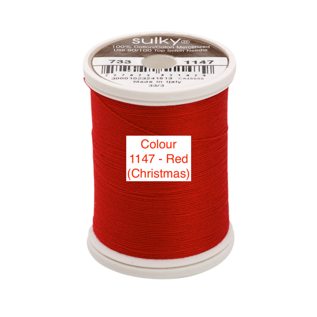 Sulky Cotton 30 Thread. 450m 1147 - Red (Christmas)