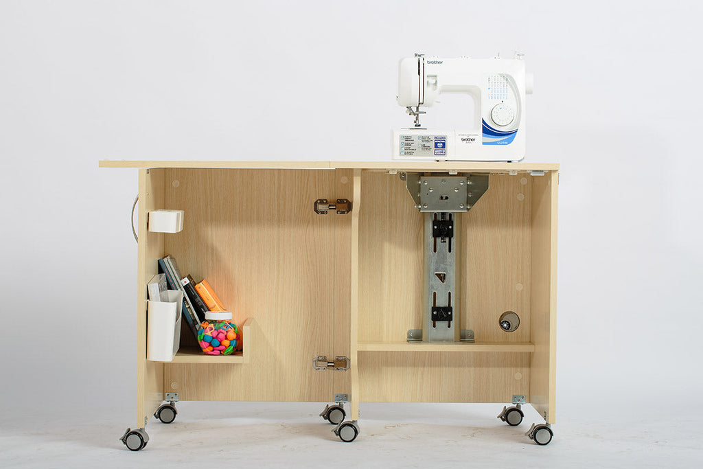 Foldable Sewing Cabinet & Table Light Oak