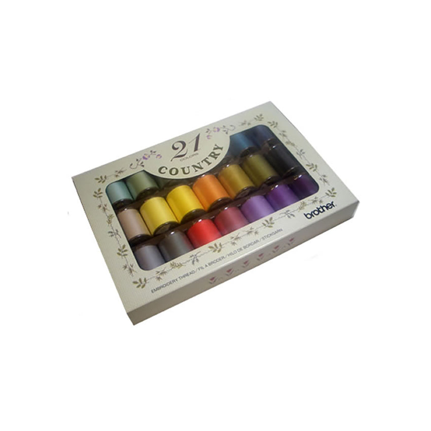 Brother Polyester Embroidery Thread - 21 Colour Country Pack