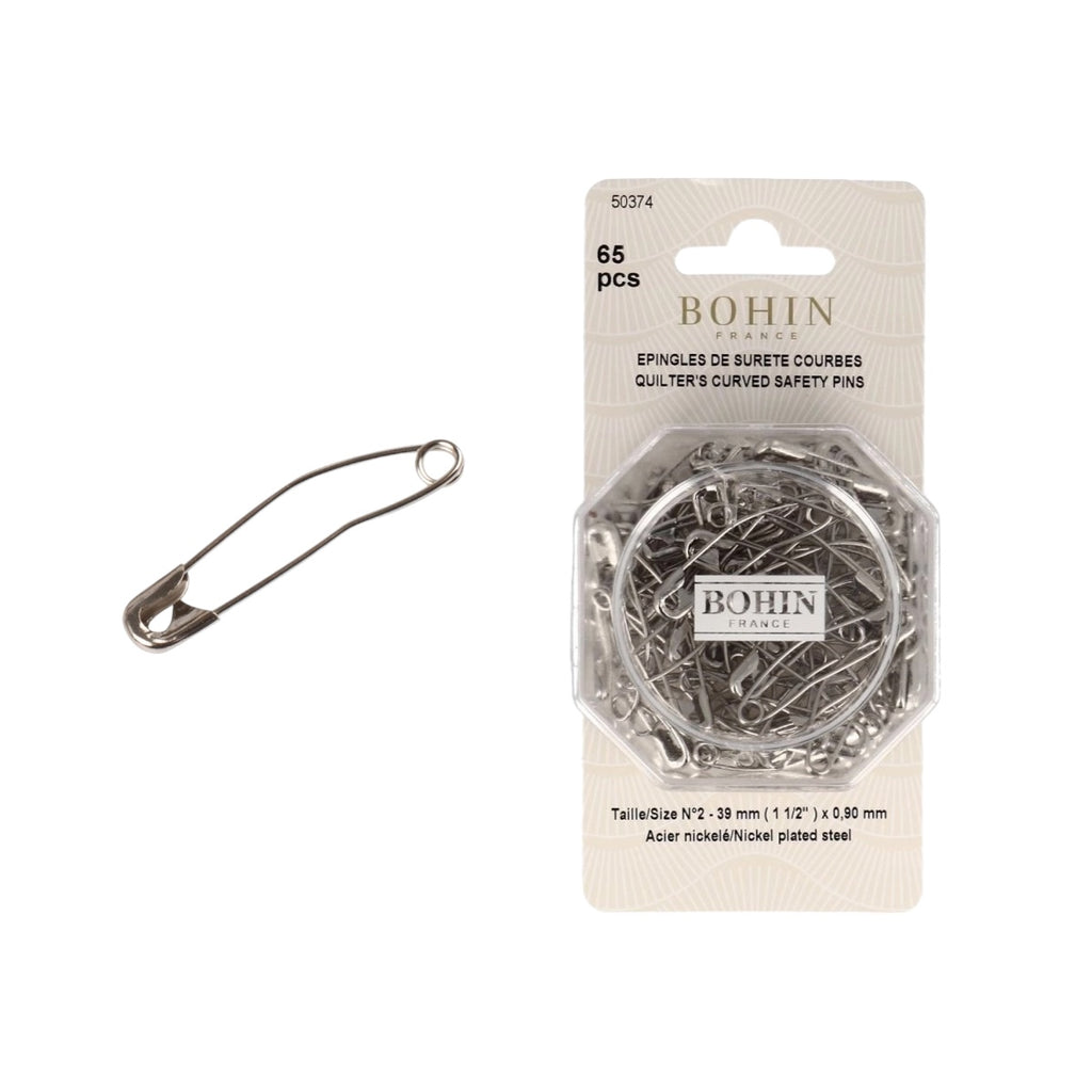 Bohin Curved Safety Pins 39mm - Pack of 65