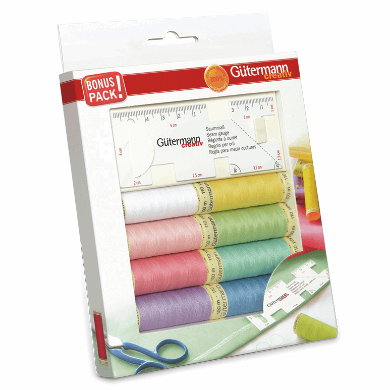 Gutermann Pastel Sewing Thread Set with Seam Gauge