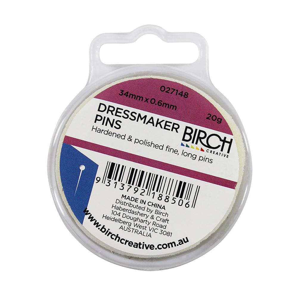 Birch Dressmaker Pins 34mm X0.60mm - 20g