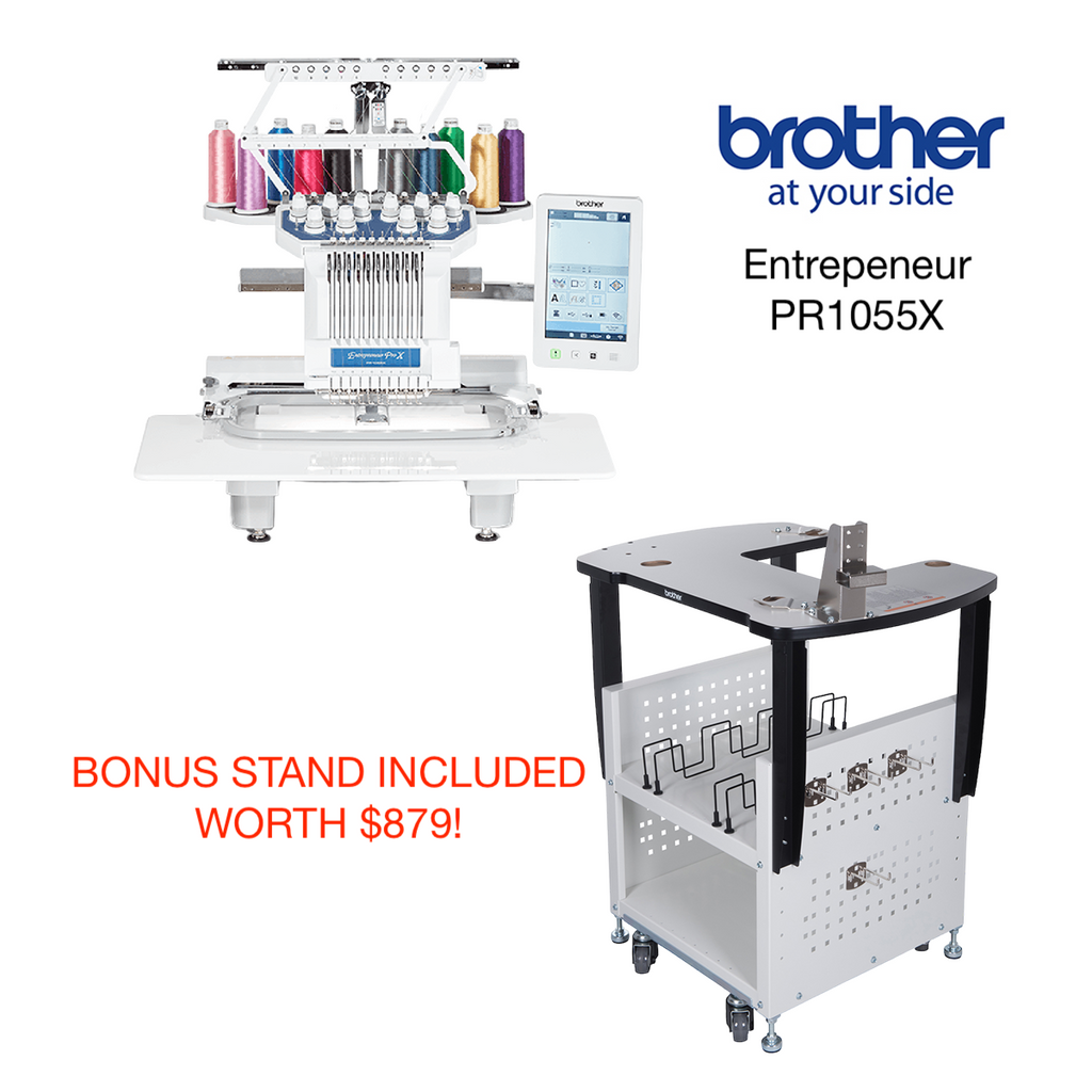 Brother Embroidery Machine PR1055X - 10 Needle Semi Commercial. FREE STAND INCLUDED WORTH $879!