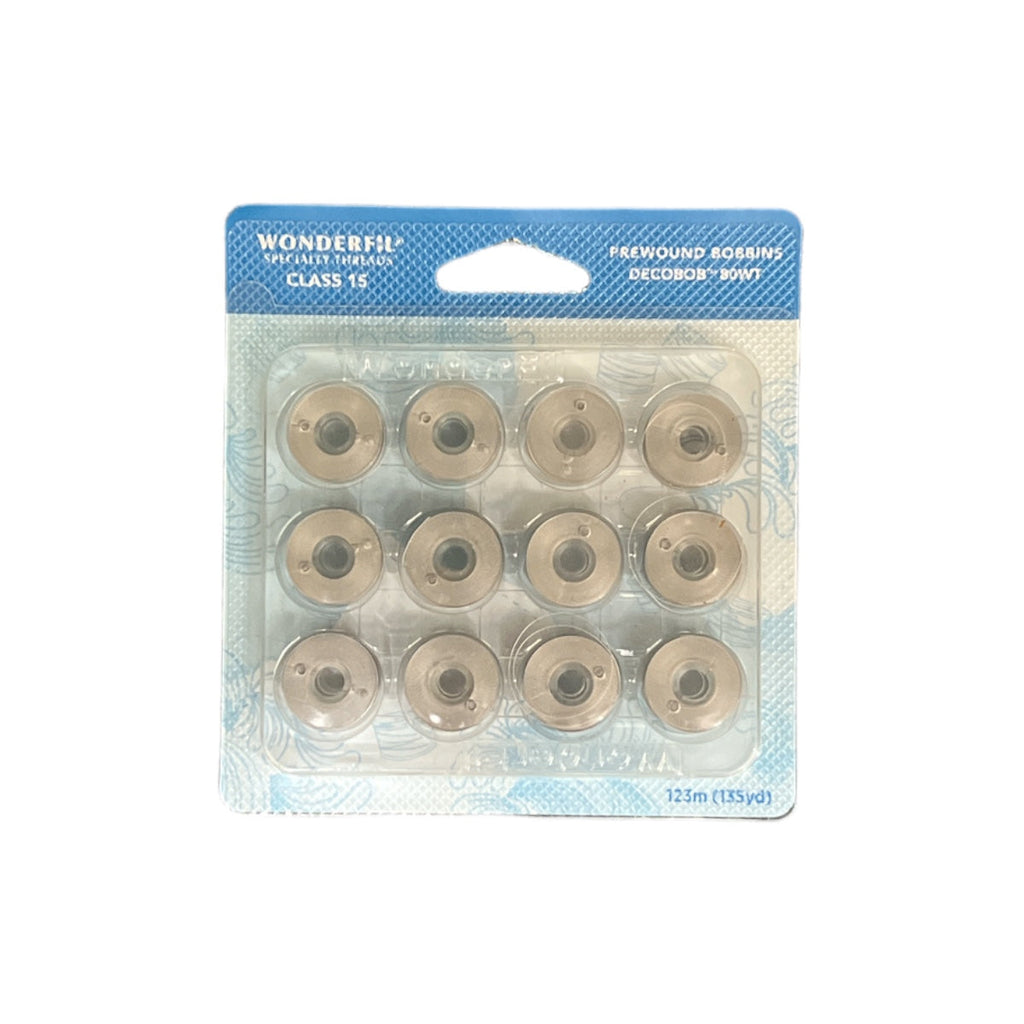 WonderFil Decobob Prewound Bobbin Class 15 Pack, Dove Grey