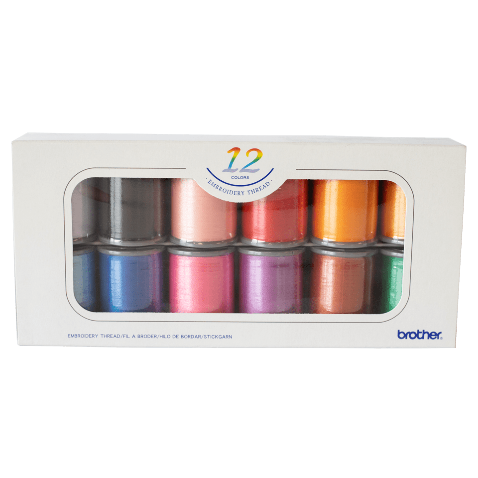 Brother Polyester High Sheen Embroidery Thread - 12 Colour Pack