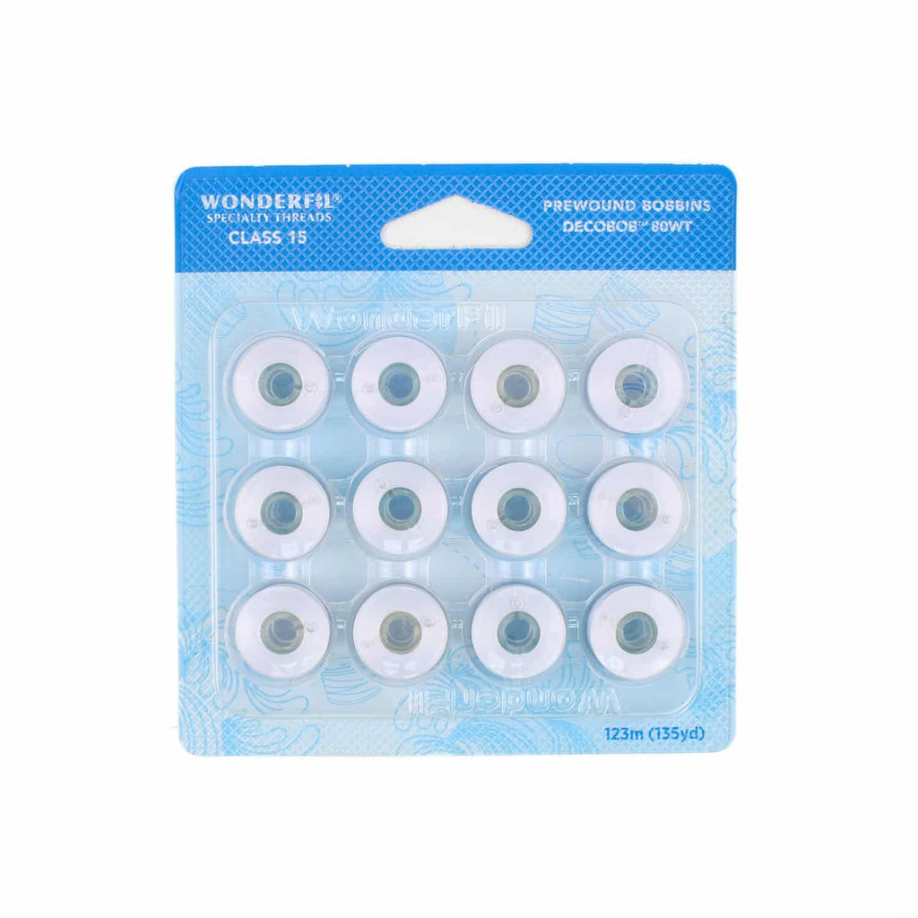 WonderFil Decobob Prewound Bobbin Class 15 Pack, White