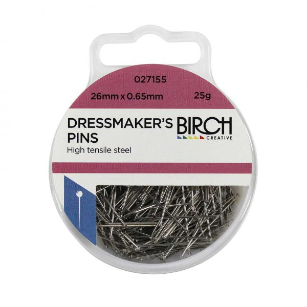 Birch Dressmaker Pins 26mm X0.65mm - 25g