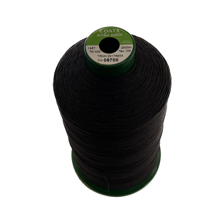 Coats Upholstery & Heavy Thread - Terko Satin 25 Poly-Cotton Black - 09700