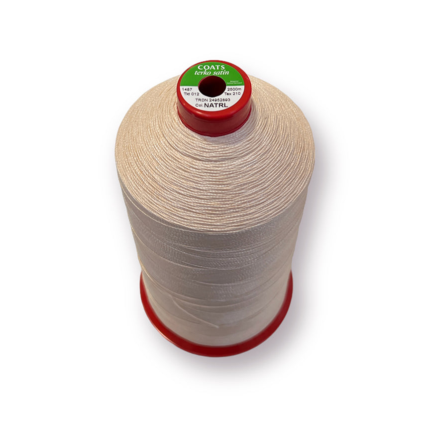 Coats Extra Heavy Thread - Terko Satin 12 for Carpet Overlocking, Upholstery, etc NATURAL