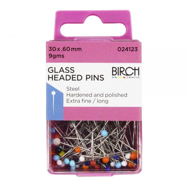 Birch Glasshead Quilting Pins - Iron on, 30mm