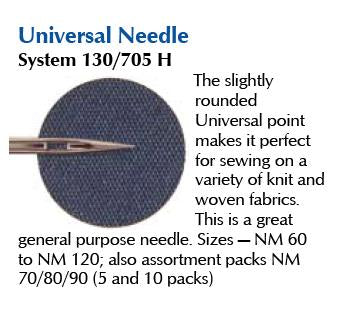 Universal Needles, Damaged Card, Size 80/12 (10-Pack)